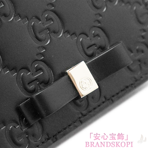 グッチ カードケース GUCCI 名刺入れ 『2016年春夏新作』BOWY/ボウイ リボン GG柄 型押しレザー ブラック 406924 CWC1G 1000