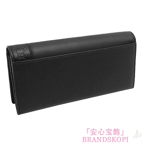 グッチ GUCCI 長財布 二つ折りフラップ ミストラル マイクログッチ シマ×レザー ブラック 256434 A8WQN 1000