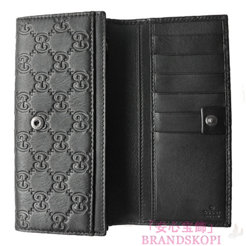 グッチ 長財布 GUCCI 二つ折り 長財布 GG柄レザー/グッチ シマ Gプレート付き ブラック 233112 AA61R 1000