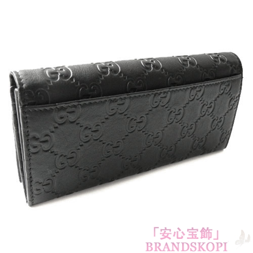 グッチ 長財布 GUCCI 二つ折り 長財布 GG柄レザー/グッチ シマ Gプレート付き ブラック 233112 AA61R 1000