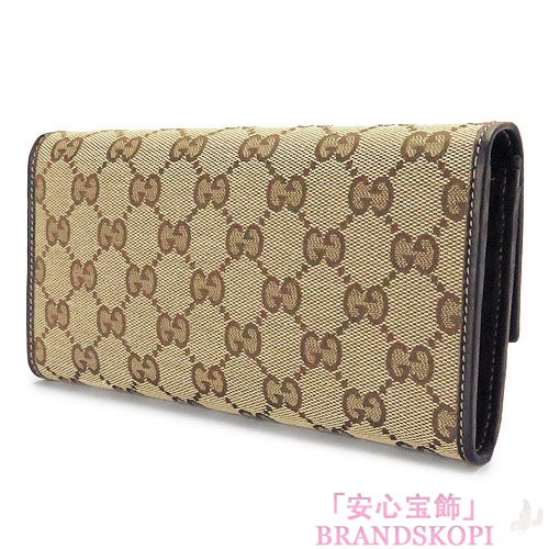 グッチ GUCCI 長財布 二つ折りフラップ ラブリー GG柄キャンバス×レザー GGロゴ ベージュ×ブラウン 251861 FAFXG 9643
