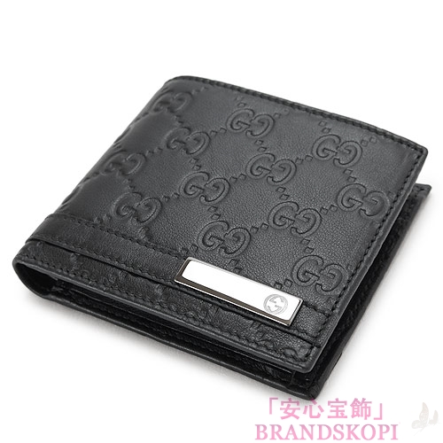 グッチ 折財布 GUCCI 二つ折財布/メンズ財布 MEN BAR/メンバー GG柄レザー/グッチシマ ブラック 365481 AA61R 1000