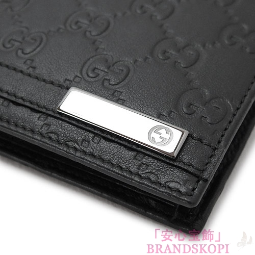 グッチ 折財布 GUCCI 二つ折財布/メンズ財布 MEN BAR/メンバー GG柄レザー/グッチシマ ブラック 365481 AA61R 1000
