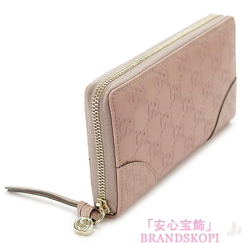 グッチ 長財布 GUCCI 財布 ラウンドファスナー BREE/ブリー グッチシマ/GG柄 レザー ライトピンク 394005 AOOJG 6812