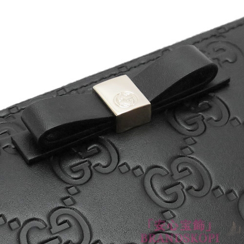 グッチ 長財布 GUCCI 財布 ラウンドファスナー 『2016年春夏新作』BOWY/ボウイ リボン レザー ブラック 388680 CWC1G 1000