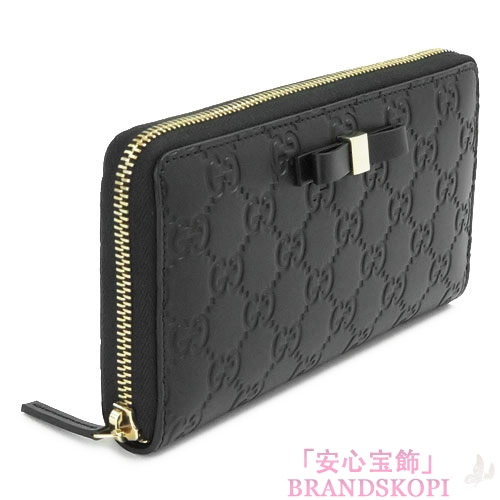 グッチ 長財布 GUCCI 財布 ラウンドファスナー 『2016年春夏新作』BOWY/ボウイ リボン レザー ブラック 388680 CWC1G 1000