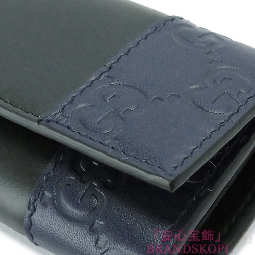 グッチ キーケース GUCCI 6連フック『2016年春夏新作』MISTRAL/ミストラル GGロゴトリム バイカラー レザー グッチシマ ブラック×ネイビー 256433 CWD3N 1070