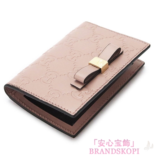 グッチ カードケース GUCCI パスケース『2016年春夏新作』BOWY/ボウイ リボン グッチシマ/GG柄レザー ライトピンク 388684 CWC1G 6812