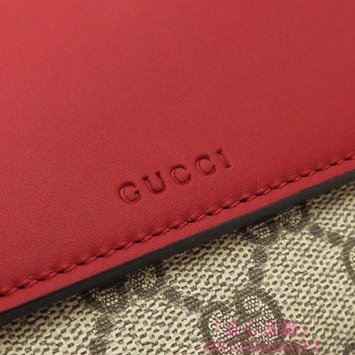 グッチ 長財布 GUCCI 財布 二つ折りフラップ 『2016年春夏新作』 GGスプリーム インサートカードケース付 キャンバス バイカラー ベージュ×ハイビスカスレッド 410105 KLQIG 9784