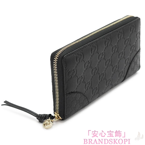 グッチ 長財布 GUCCI 財布 ラウンドファスナー BREE/ブリー グッチシマ/GG柄 レザー ブラック 394005 AOOJG 1000