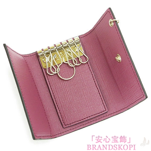 グッチ キーケース GUCCI 6連フック GGPIERCE/GGピアス GGスプリームキャンバス/PVC ベージュ×ダスティローズ 212111 KGDDG 9777