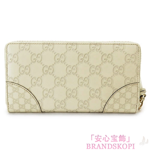 グッチ 長財布 GUCCI 財布 ラウンドファスナー BREE/ブリー グッチシマ/GG柄 レザー オフホワイト 394005 AOOJG 9022