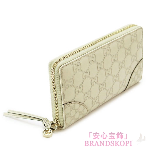 グッチ 長財布 GUCCI 財布 ラウンドファスナー BREE/ブリー グッチシマ/GG柄 レザー オフホワイト 394005 AOOJG 9022