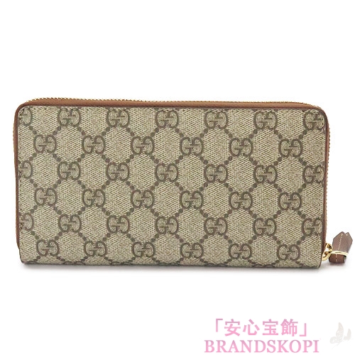 グッチ 長財布 GUCCI 財布 ラウンドファスナー 『2016年春夏新作』 LINEA/リネア GGスプリームキャンバス ベージュ×ブラウン 410102 KLQHG 8526
