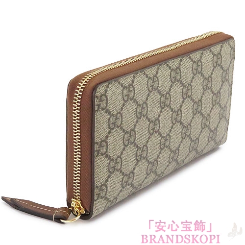 グッチ 長財布 GUCCI 財布 ラウンドファスナー 『2016年春夏新作』 LINEA/リネア GGスプリームキャンバス ベージュ×ブラウン 410102 KLQHG 8526