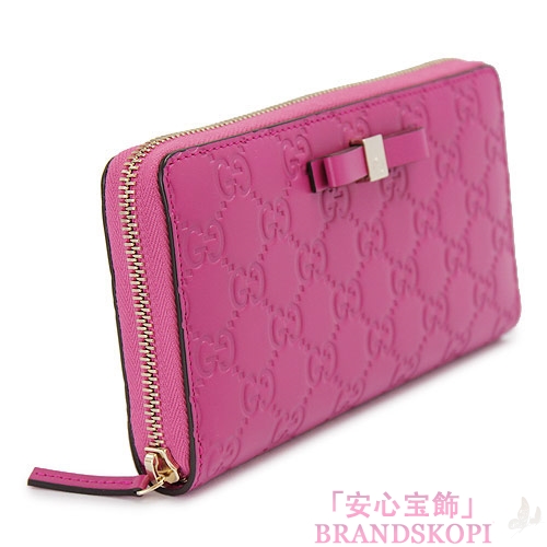 グッチ 長財布 GUCCI 財布 ラウンドファスナー 『2016年春夏新作』BOWY/ボウイ リボン レザー ピンク 388680 CWC1G 5594