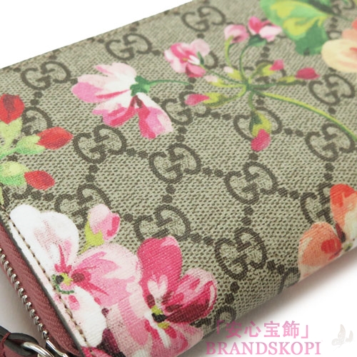 グッチ 長財布 GUCCI 財布 ラウンドファスナー 『2016年春夏新作』GG BLOOMS/GGブルームス フラワープリント スプリームキャンバス ベージュ×アンティークローズ 404071 KU2IN 8693