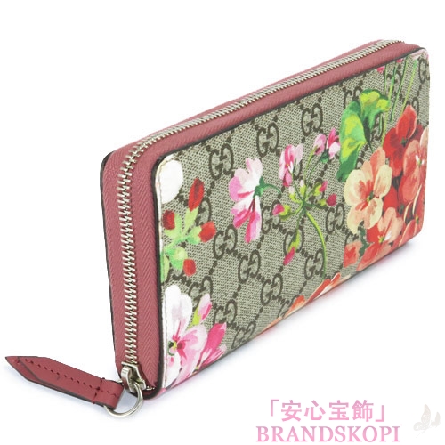グッチ 長財布 GUCCI 財布 ラウンドファスナー 『2016年春夏新作』GG BLOOMS/GGブルームス フラワープリント スプリームキャンバス ベージュ×アンティークローズ 404071 KU2IN 8693