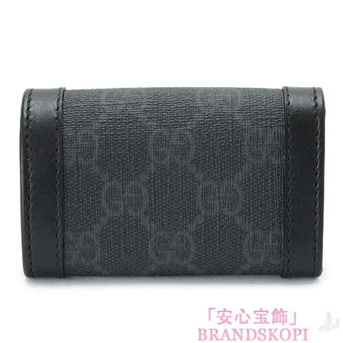 グッチ キーケース GUCCI 6連フック 『2016年春夏新作』GGスプリームキャンバス GG柄 ブラック×グレー　322149 KGDHR 1078