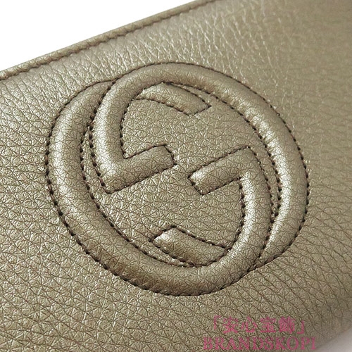 グッチ 長財布 GUCCI 財布 ラウンドファスナー SOHO CELLARIUS/ソーホー レザー タッセル メタリックグレー 308004 AH90R 9640