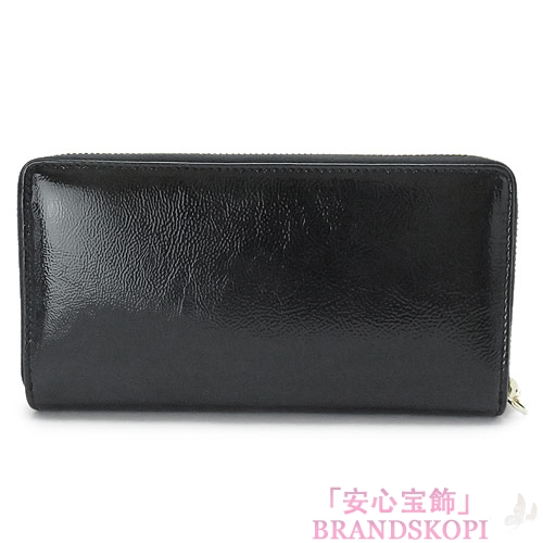 グッチ 長財布 GUCCI 財布 ラウンドファスナー SOHO CELLARIUS/ソーホー パテントレザー タッセル ブラック 308004 AY65G 1000