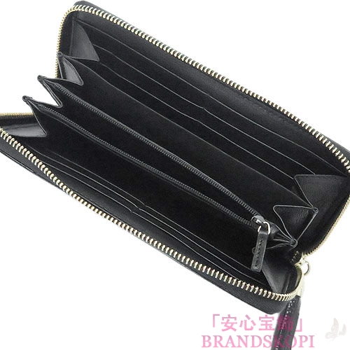 グッチ 長財布 GUCCI 財布 ラウンドファスナー SOHO CELLARIUS/ソーホー パテントレザー タッセル ブラック 308004 AY65G 1000