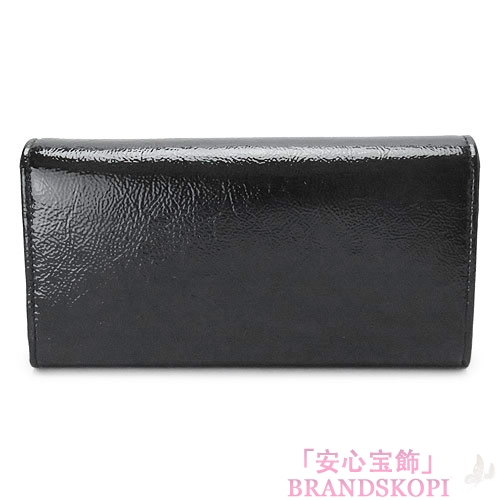 グッチ 長財布 GUCCI 二つ折りフラップ 財布 SOHO/ソーホー インターロッキングG ロゴステッチ パテントレザー ブラック 282414 AY65G 1000