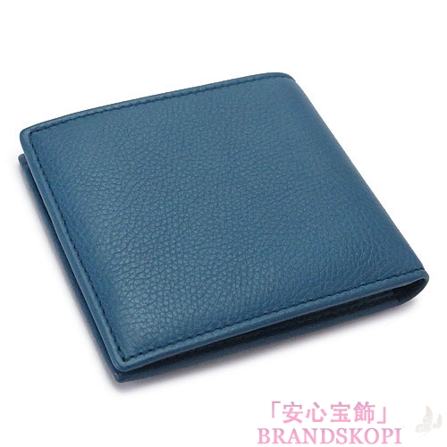 グッチ 折財布 GUCCI 二つ折財布 MEN'S SOHO/メンズソーホー 小銭入れなし レザー ブルー 322114 A7M0N 4229