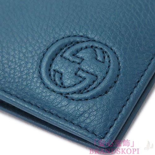 グッチ 折財布 GUCCI 二つ折財布 MEN'S SOHO/メンズソーホー 小銭入れなし レザー ブルー 322114 A7M0N 4229