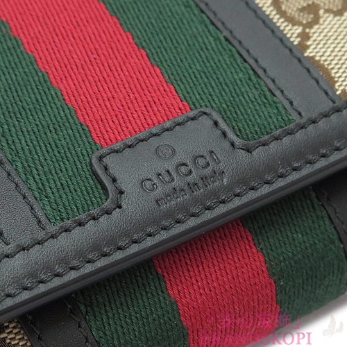 グッチ 長財布 GUCCI 財布 二つ折りフラップ 『2016年春夏新作』ヴィンテージ ウェブ キャンバス ベージュ×ブラック 409440 KQW5G 9775