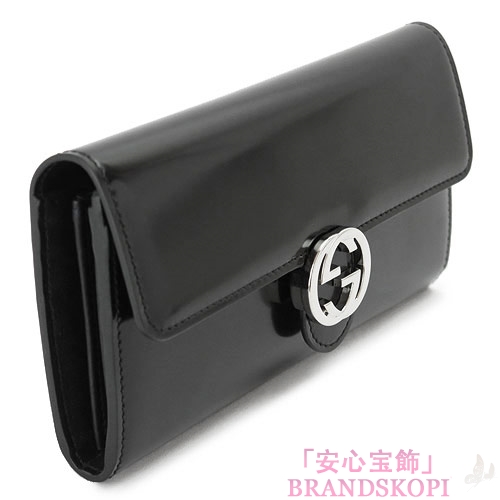 グッチ 長財布 GUCCI 二つ折り長財布 『2016年春夏新作』 GUCCI ICON SHADE LUX/グッチアイコン インターロッキングG ポリッシュレザー ブラック 369663 DKE2N 1000