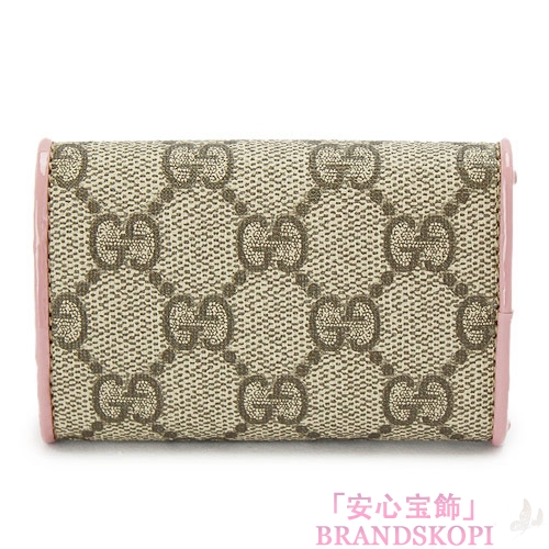 グッチ キーケース GUCCI 6連フック 『2016年春夏新作』BOWY/ボウイ リボン GGスプリームキャンバス ベージュ×ライトピンク 388682 KLQUG 8431