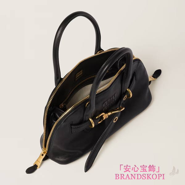 ミュウミュウアバンチュール ナッパレザー トップハンドルバッグ5BB169_2BBL_F0002_V_OOO