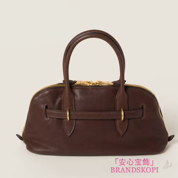 ミュウミュウアバンチュール ナッパレザー トップハンドルバッグ5BB168_2BBL_F0NBL_V_OOO